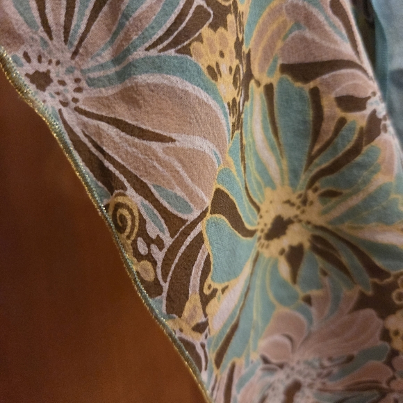 Nylon by Dex 100% Silk Floral Midi Dress - Blue/Brown - Size S - Picture 5 of 8